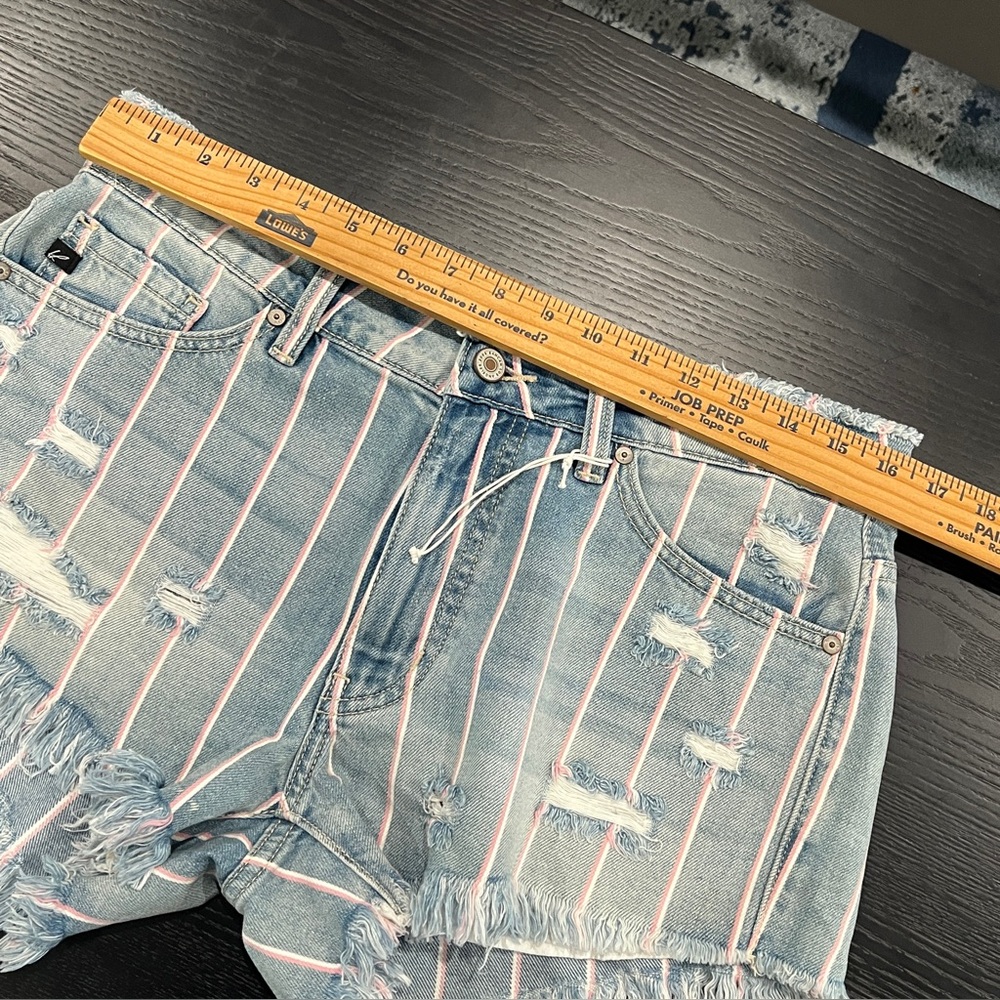KanCan High Rise Stylish Blue Distressed Denim Shorts - Picture 8 of 10